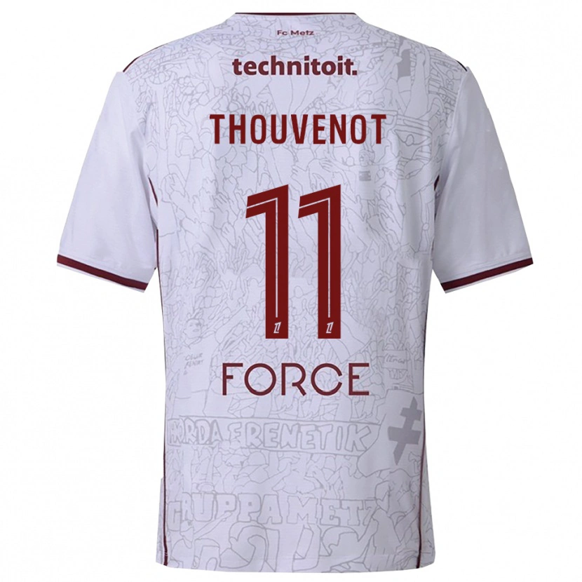 Danxen Enfant Maillot Jules Thouvenot #11 Blanc Bourgogne Tenues Extérieur 2025/26 T-Shirt