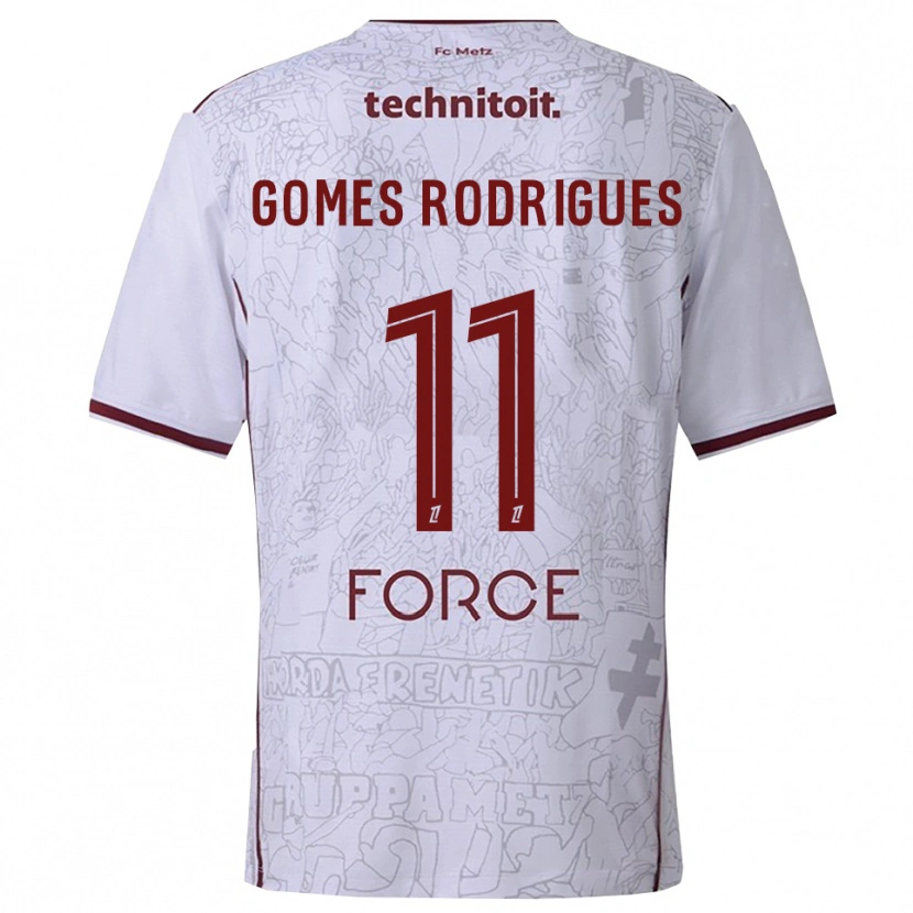 Danxen Enfant Maillot Jess Gomes Rodrigues #11 Blanc Bourgogne Tenues Extérieur 2025/26 T-Shirt