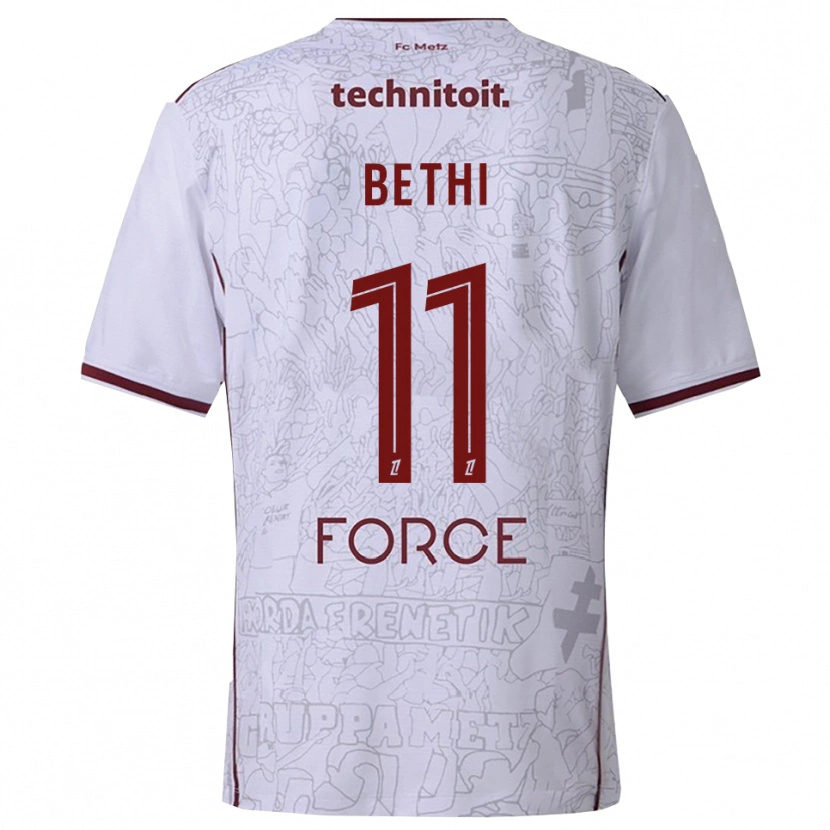 Danxen Enfant Maillot Mélissa Bethi #11 Blanc Bourgogne Tenues Extérieur 2025/26 T-Shirt