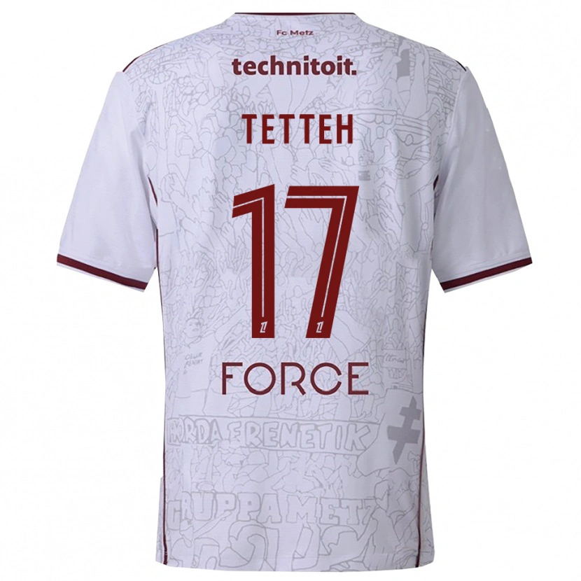 Danxen Enfant Maillot Benjamin Tetteh #17 Blanc Bourgogne Tenues Extérieur 2025/26 T-Shirt