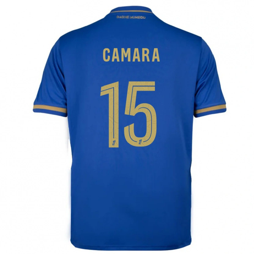 Danxen Enfant Maillot Lamine Camara #15 Bleu Or Tenues Extérieur 2025/26 T-Shirt