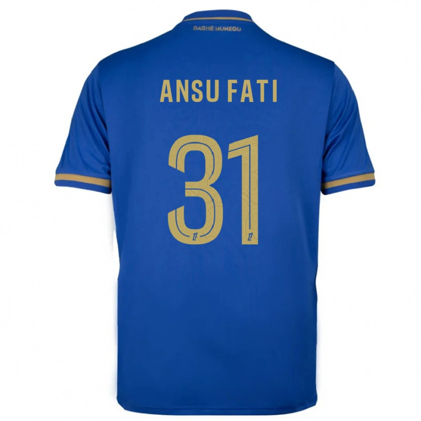 Danxen Enfant Maillot Ansu Fati #31 Bleu Or Tenues Extérieur 2025/26 T-Shirt