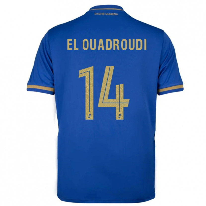 Danxen Enfant Maillot Imrane El Ouaroudi #14 Bleu Or Tenues Extérieur 2025/26 T-Shirt