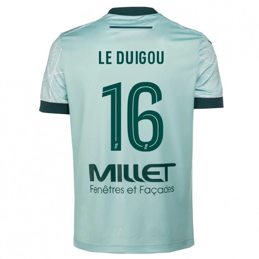 Danxen Enfant Maillot Daniel Le Duigou #16 Vert Blanc Tenues Extérieur 2025/26 T-Shirt