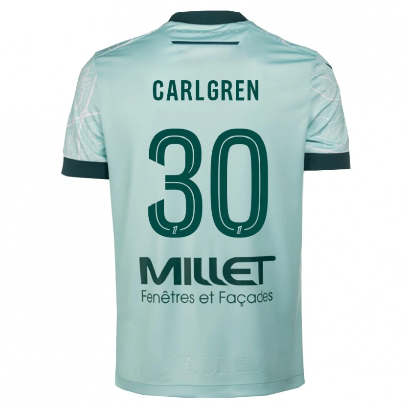 Danxen Enfant Maillot Patrik Carlgren #30 Vert Blanc Tenues Extérieur 2025/26 T-Shirt