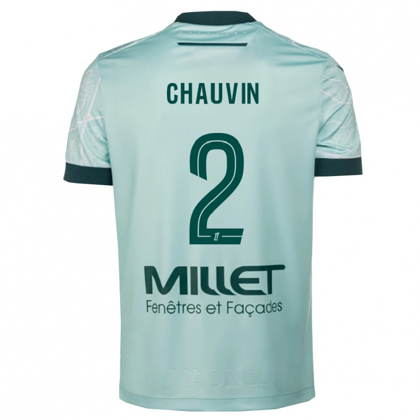Danxen Enfant Maillot Yoann Chauvin #2 Vert Blanc Tenues Extérieur 2025/26 T-Shirt
