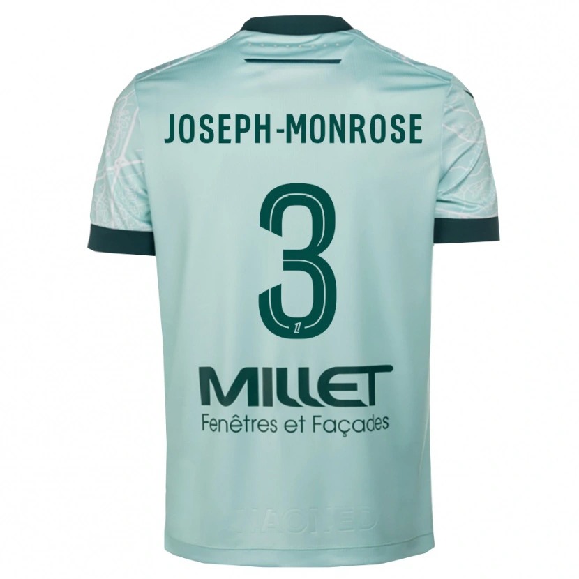 Danxen Enfant Maillot Florian Joseph-Monrose #3 Vert Blanc Tenues Extérieur 2025/26 T-Shirt
