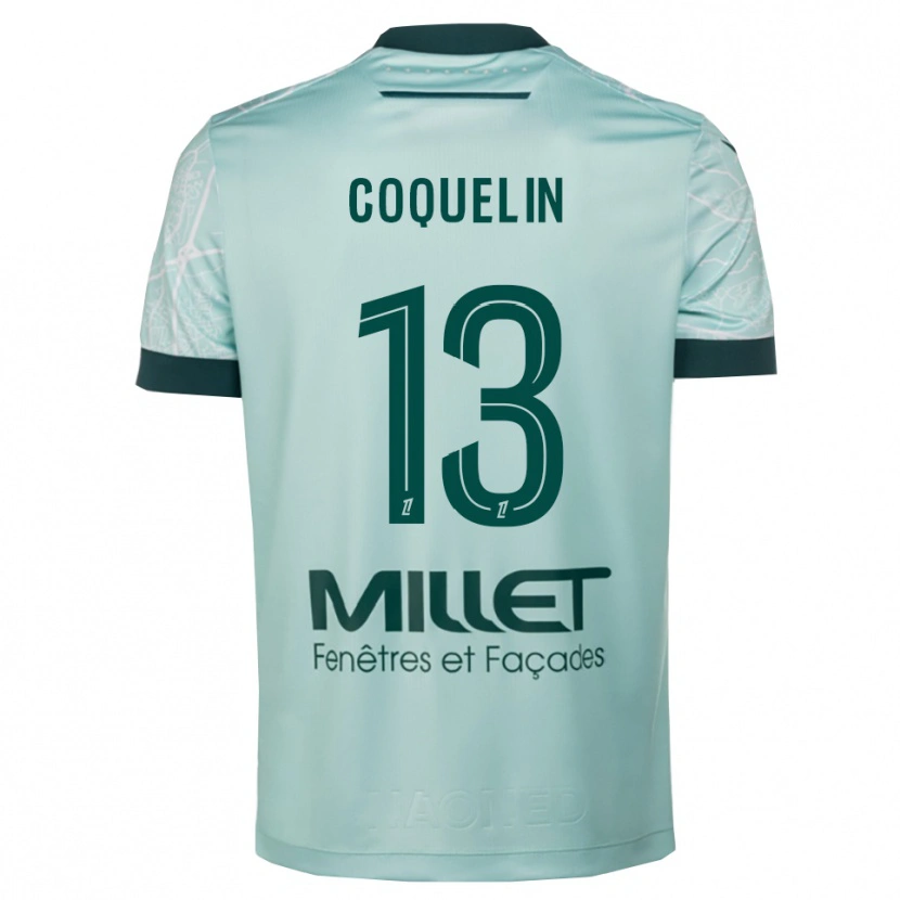Danxen Enfant Maillot Francis Coquelin #13 Vert Blanc Tenues Extérieur 2025/26 T-Shirt