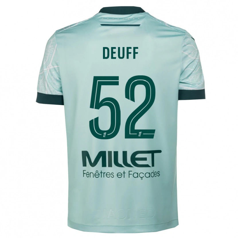 Danxen Enfant Maillot Bahmed Deuff #52 Vert Blanc Tenues Extérieur 2025/26 T-Shirt