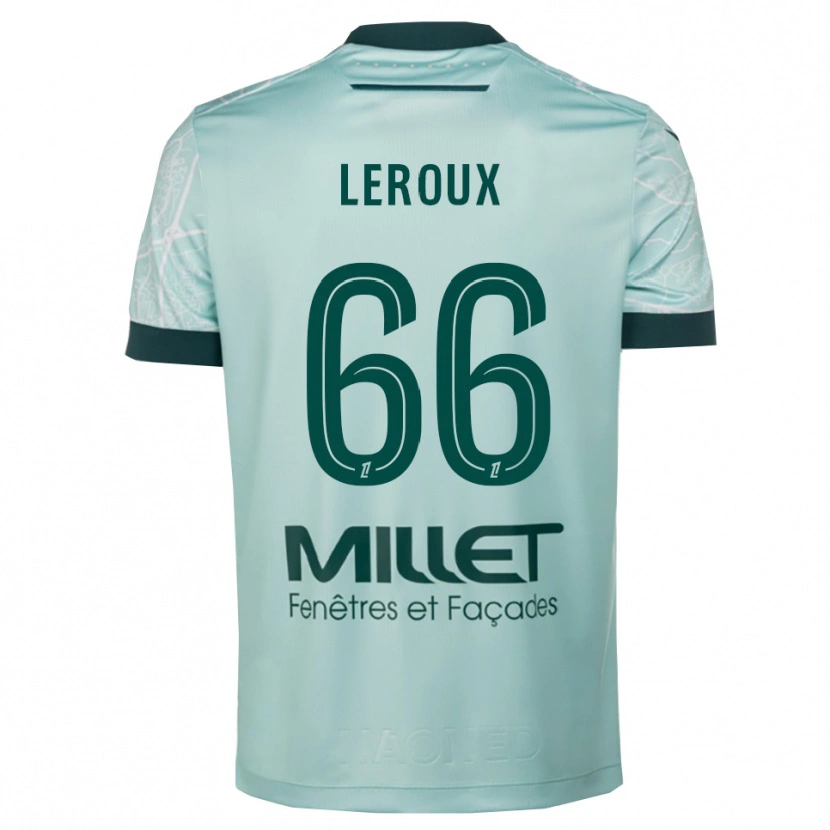 Danxen Enfant Maillot Louis Leroux #66 Vert Blanc Tenues Extérieur 2025/26 T-Shirt