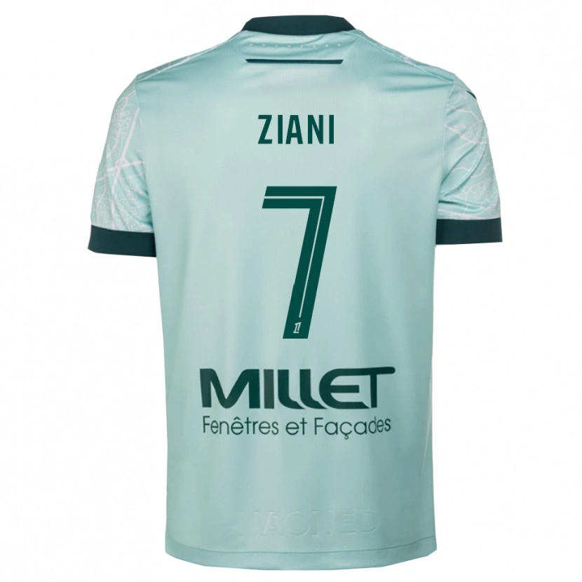 Danxen Enfant Maillot Sacha Ziani #7 Vert Blanc Tenues Extérieur 2025/26 T-Shirt