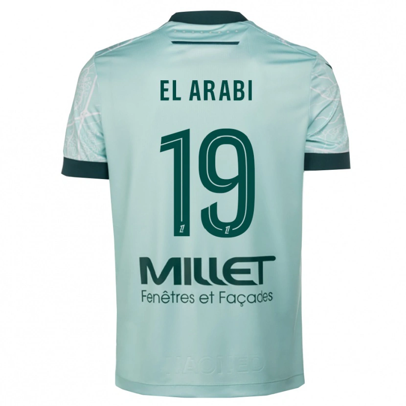 Danxen Enfant Maillot Youssef El Arabi #19 Vert Blanc Tenues Extérieur 2025/26 T-Shirt