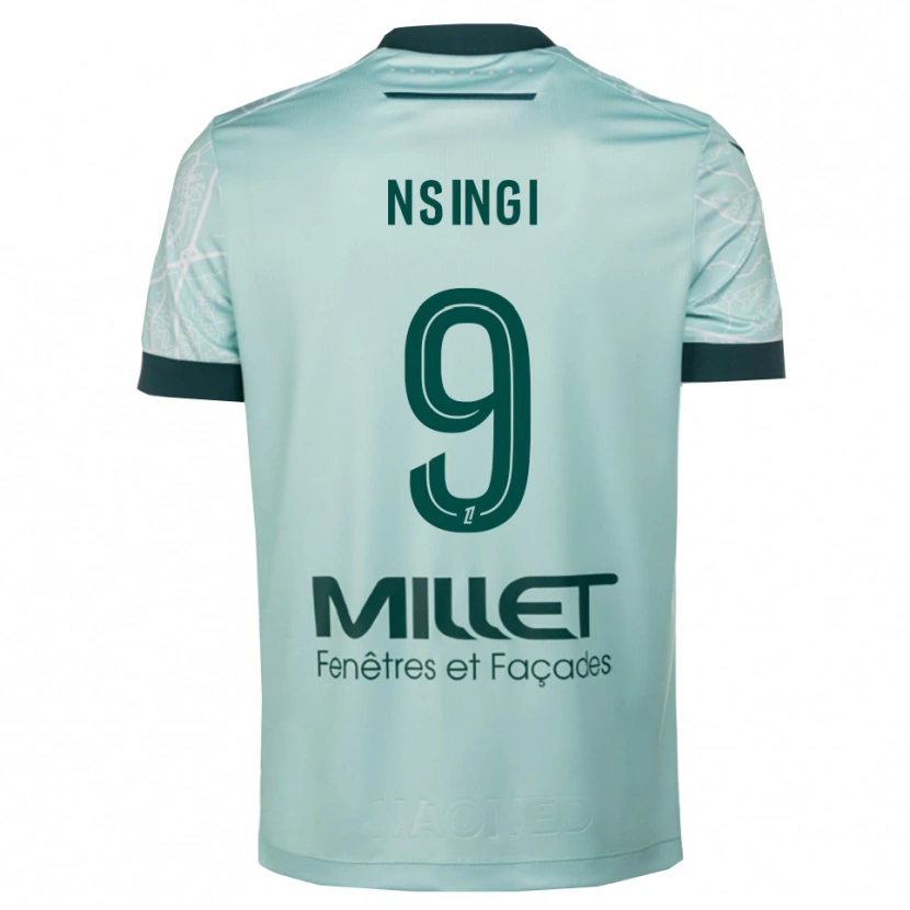 Danxen Enfant Maillot Plamedi Nsingi #9 Vert Blanc Tenues Extérieur 2025/26 T-Shirt