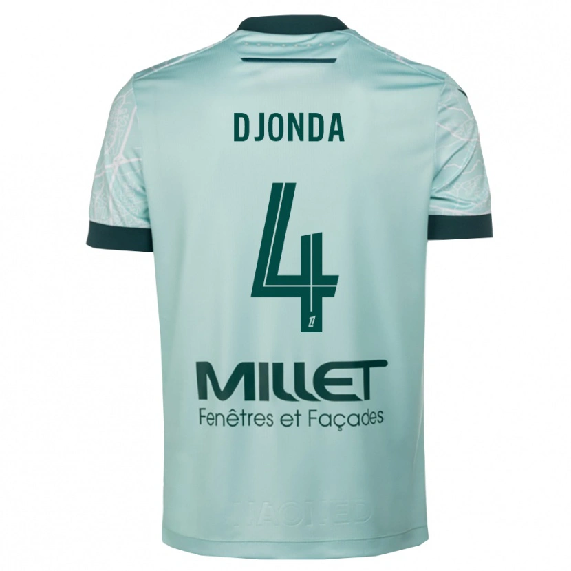 Danxen Enfant Maillot Christian Djonda #4 Vert Blanc Tenues Extérieur 2025/26 T-Shirt