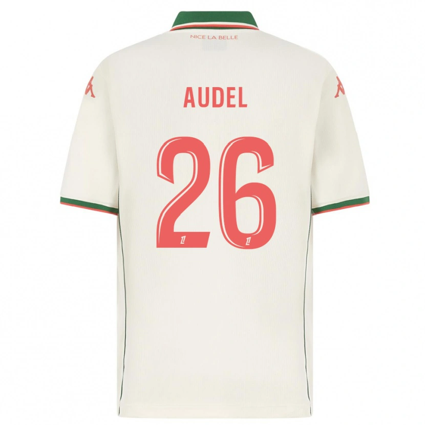 Danxen Enfant Maillot Johan Audel #26 Blanc Vert Tenues Extérieur 2025/26 T-Shirt