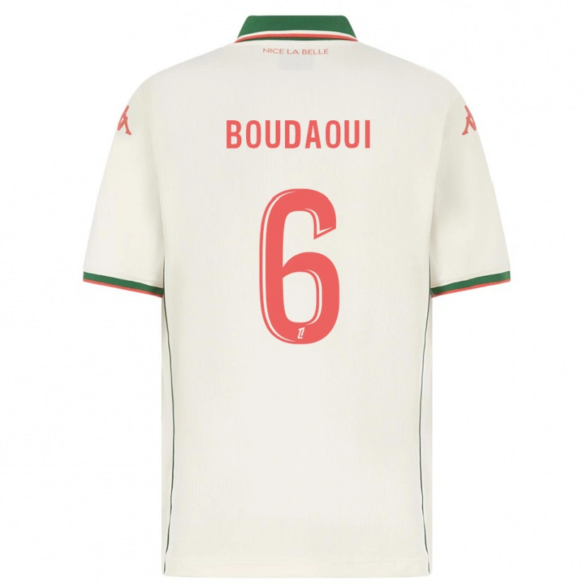 Danxen Enfant Maillot Hicham Boudaoui #6 Blanc Vert Tenues Extérieur 2025/26 T-Shirt