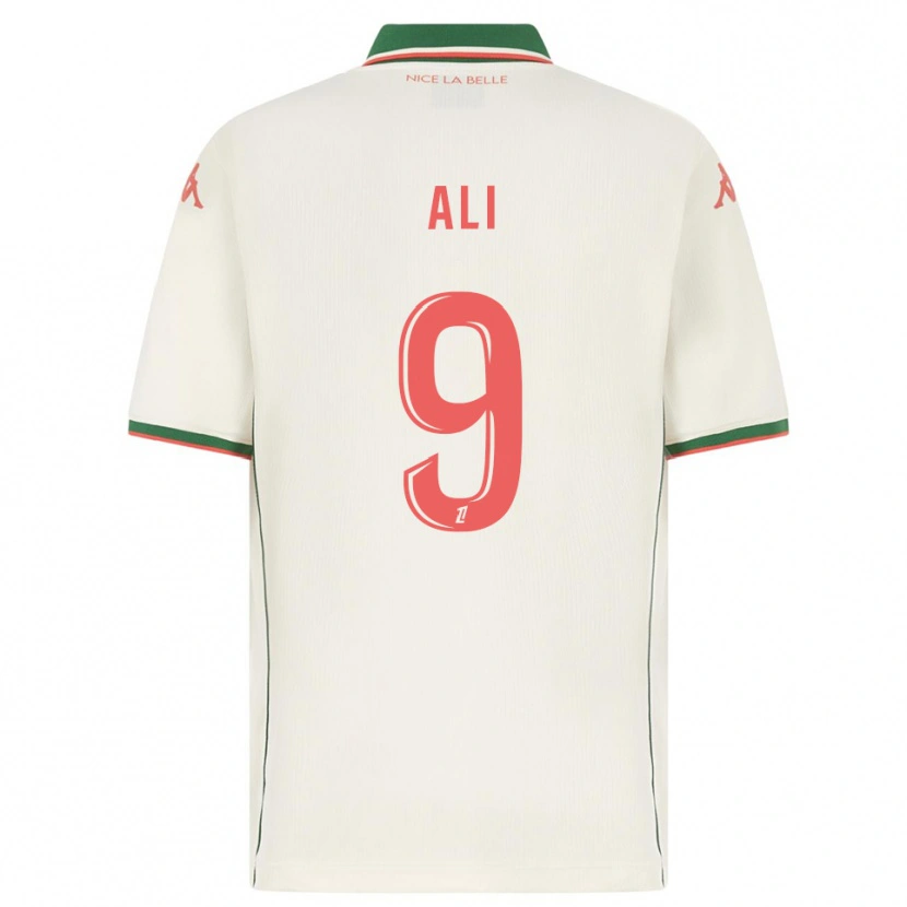 Danxen Enfant Maillot Kéfren Ali #9 Blanc Vert Tenues Extérieur 2025/26 T-Shirt