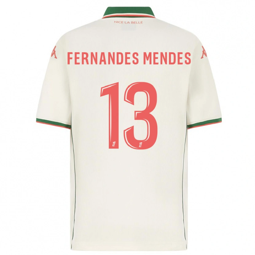 Danxen Enfant Maillot Mathis Fernandes Mendes #13 Blanc Vert Tenues Extérieur 2025/26 T-Shirt