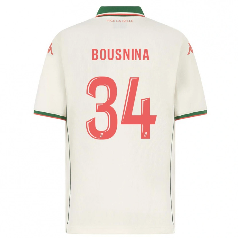 Danxen Enfant Maillot Farès Bousnina #34 Blanc Vert Tenues Extérieur 2025/26 T-Shirt