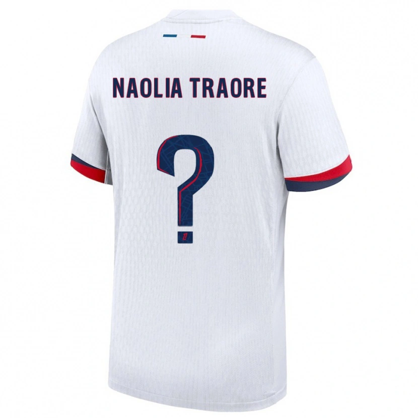 Danxen Enfant Maillot Naolia Traore #0 Blanc Rouge Tenues Extérieur 2025/26 T-Shirt