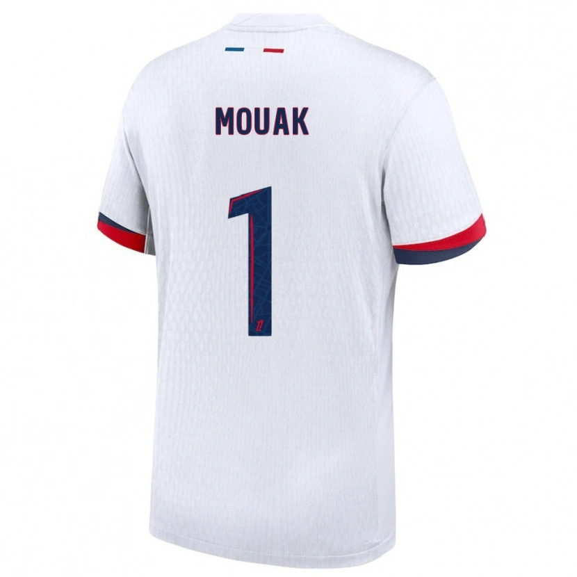 Danxen Enfant Maillot Adam Mouak #1 Blanc Rouge Tenues Extérieur 2025/26 T-Shirt