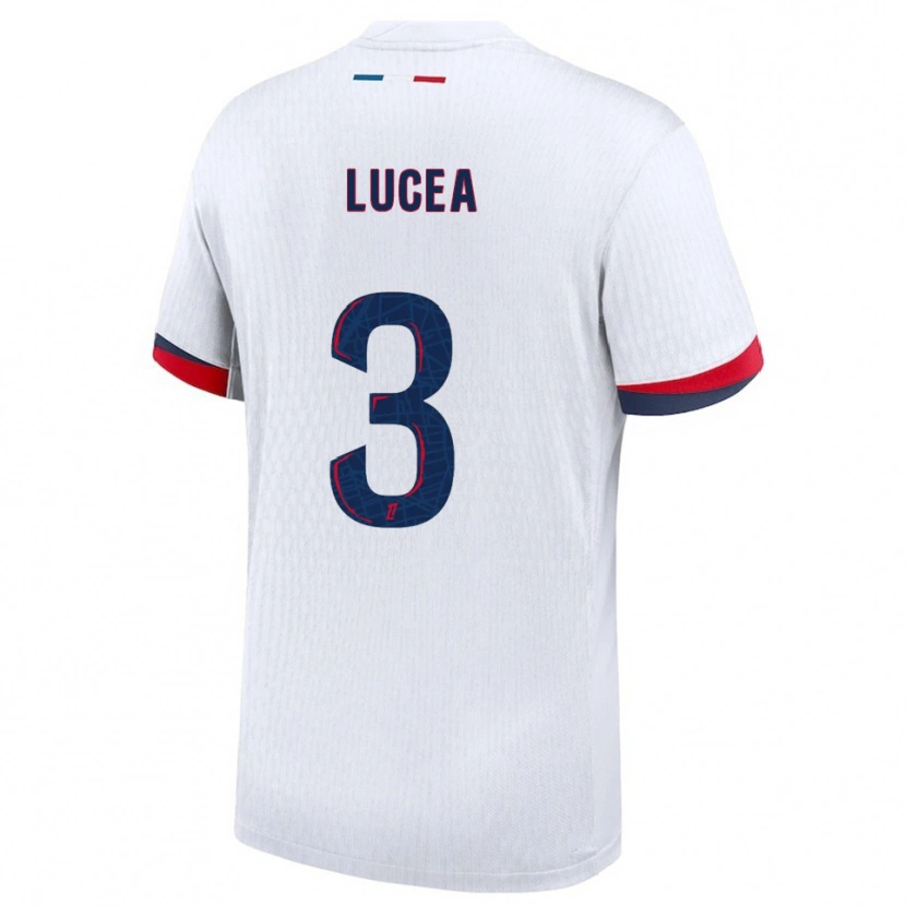 Danxen Enfant Maillot Dimitri Lucea #3 Blanc Rouge Tenues Extérieur 2025/26 T-Shirt
