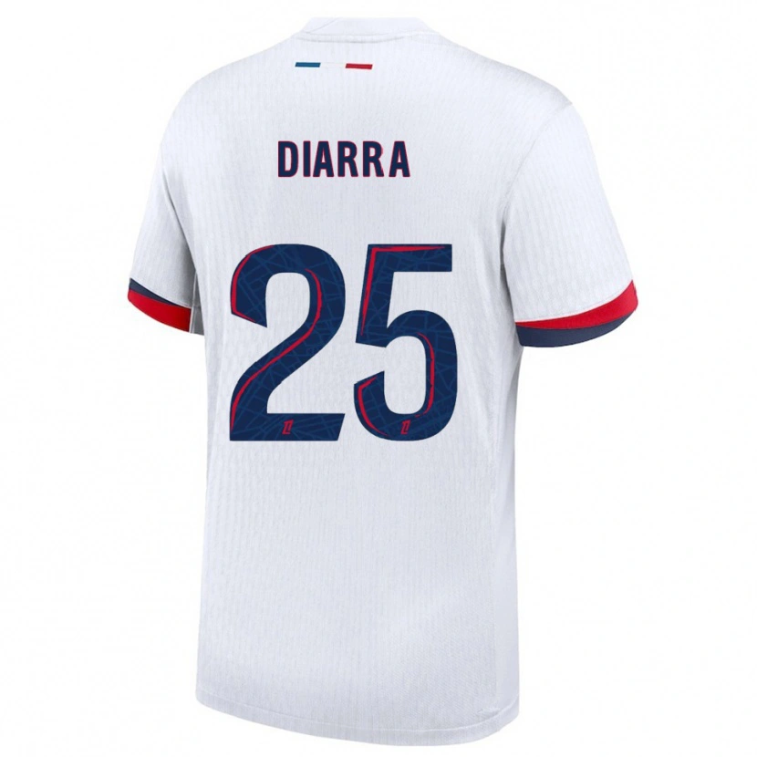 Danxen Enfant Maillot Agueissa Diarra #25 Blanc Rouge Tenues Extérieur 2025/26 T-Shirt