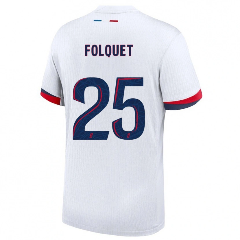 Danxen Enfant Maillot Magnaba Folquet #25 Blanc Rouge Tenues Extérieur 2025/26 T-Shirt