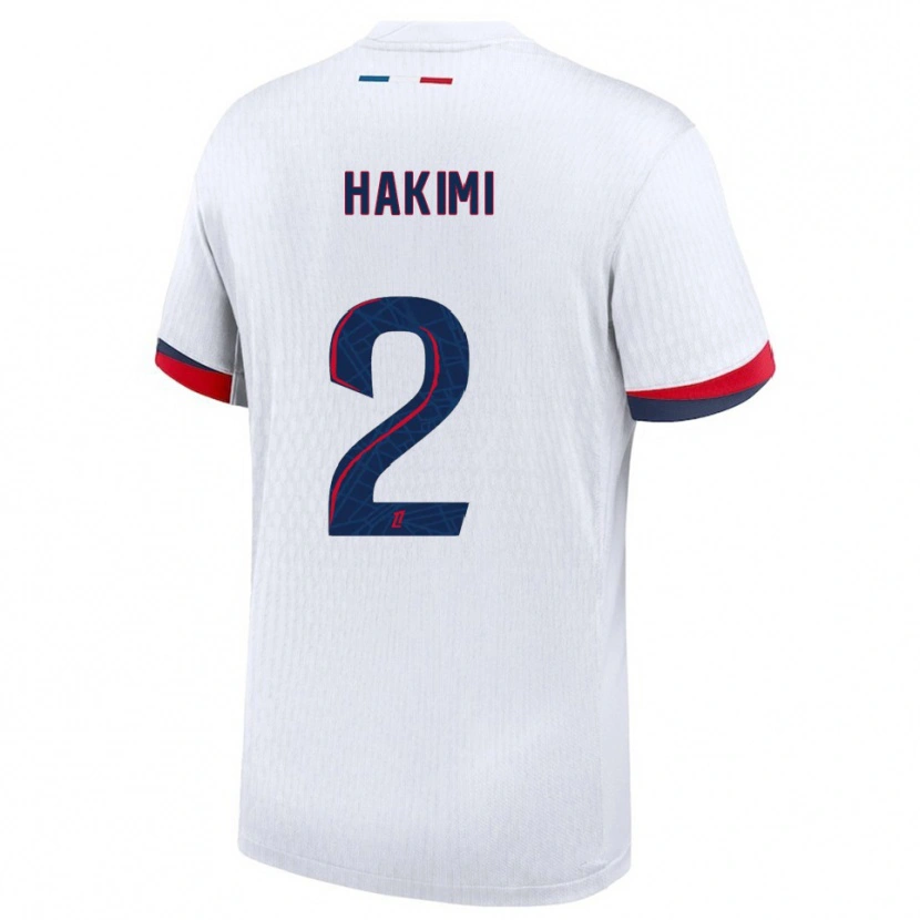 Danxen Enfant Maillot Achraf Hakimi #2 Blanc Rouge Tenues Extérieur 2025/26 T-Shirt