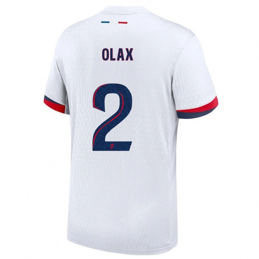 Danxen Enfant Maillot Djamy Olax #2 Blanc Rouge Tenues Extérieur 2025/26 T-Shirt