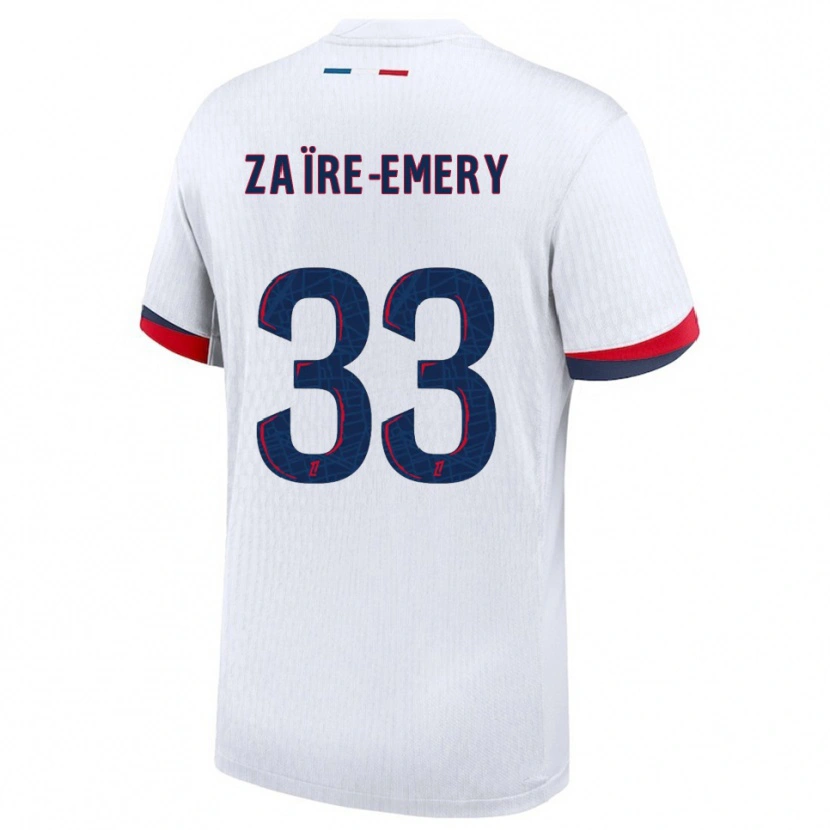 Danxen Enfant Maillot Warren Zaïre-Emery #33 Blanc Rouge Tenues Extérieur 2025/26 T-Shirt