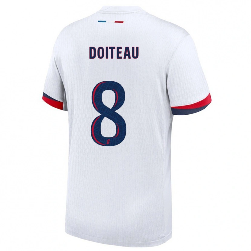 Danxen Enfant Maillot Benoit Doiteau #8 Blanc Rouge Tenues Extérieur 2025/26 T-Shirt