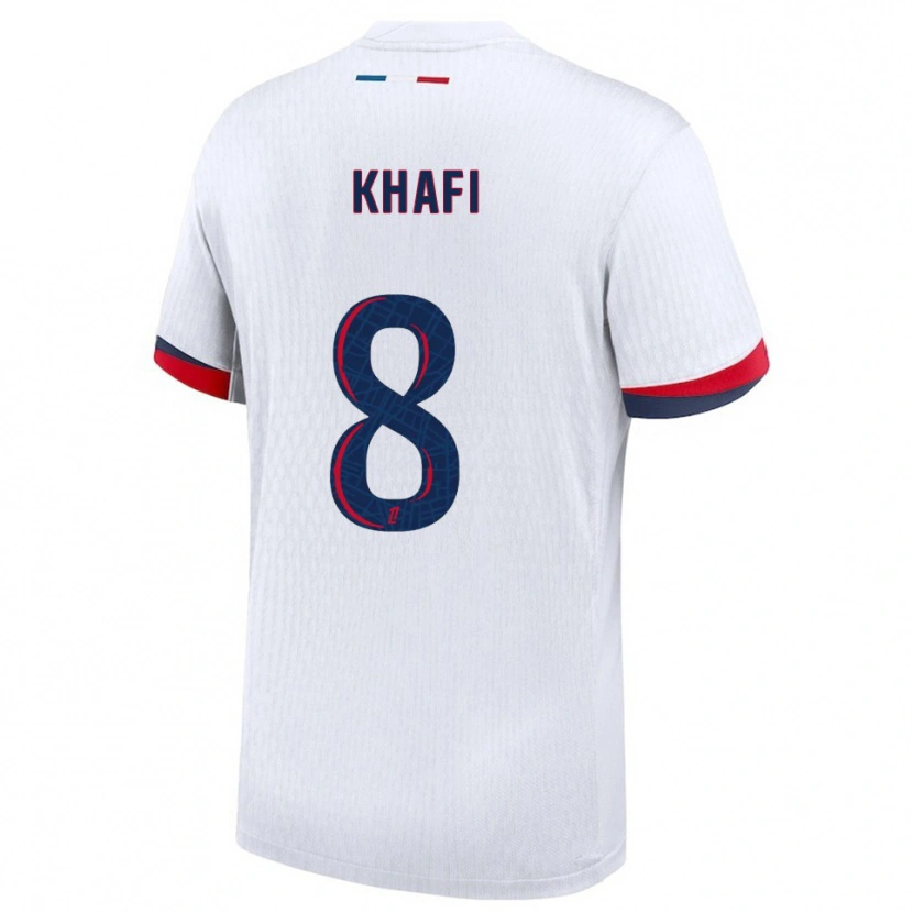 Danxen Enfant Maillot Yanis Khafi #8 Blanc Rouge Tenues Extérieur 2025/26 T-Shirt