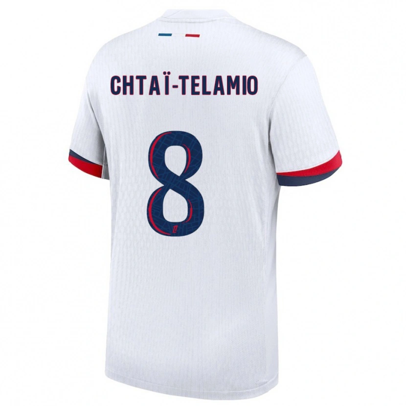 Danxen Enfant Maillot Zayon Chtaï-Telamio #8 Blanc Rouge Tenues Extérieur 2025/26 T-Shirt