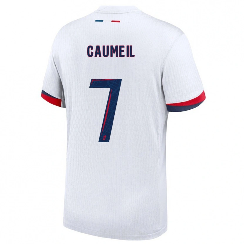 Danxen Enfant Maillot Paul Caumeil #7 Blanc Rouge Tenues Extérieur 2025/26 T-Shirt