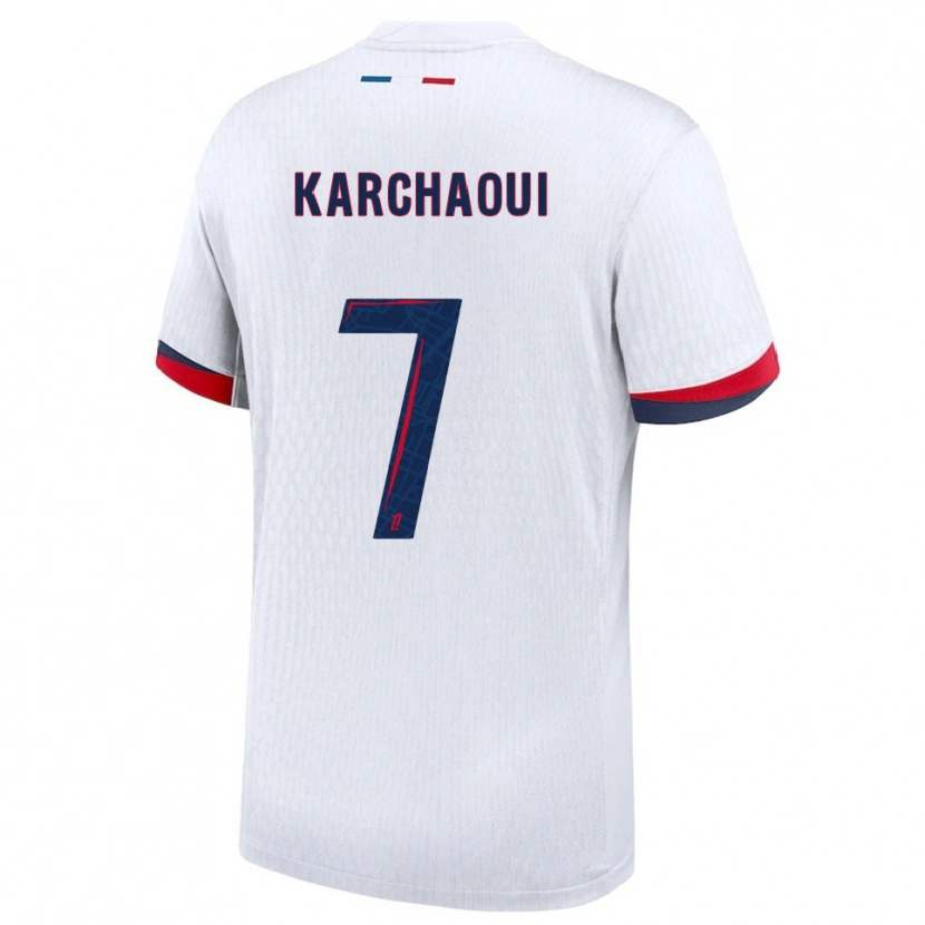 Danxen Enfant Maillot Sakina Karchaoui #7 Blanc Rouge Tenues Extérieur 2025/26 T-Shirt