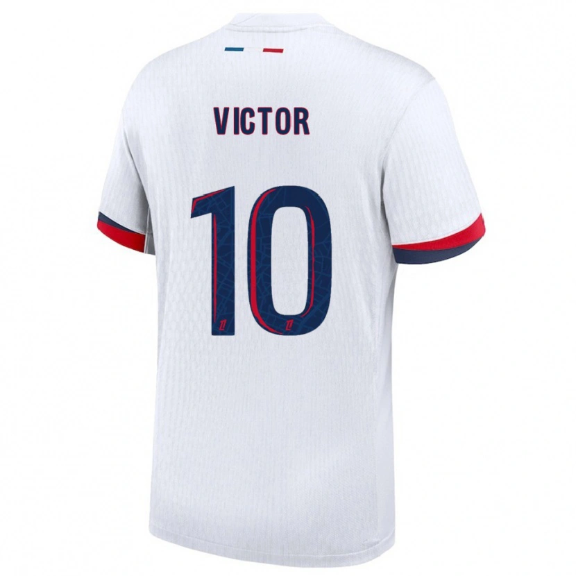 Danxen Enfant Maillot Ayrton Victor #10 Blanc Rouge Tenues Extérieur 2025/26 T-Shirt
