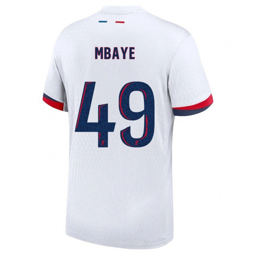 Danxen Enfant Maillot Ibrahim Mbaye #49 Blanc Rouge Tenues Extérieur 2025/26 T-Shirt