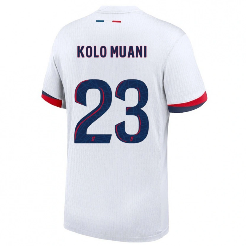 Danxen Enfant Maillot Randal Kolo Muani #23 Blanc Rouge Tenues Extérieur 2025/26 T-Shirt