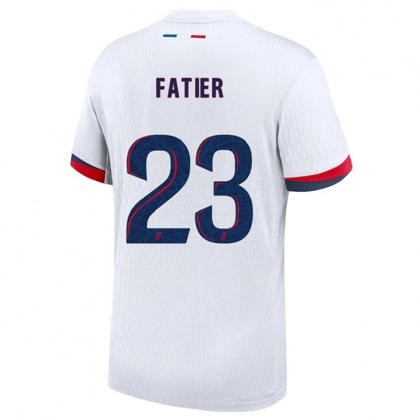 Danxen Enfant Maillot Noémie Fatier #23 Blanc Rouge Tenues Extérieur 2025/26 T-Shirt
