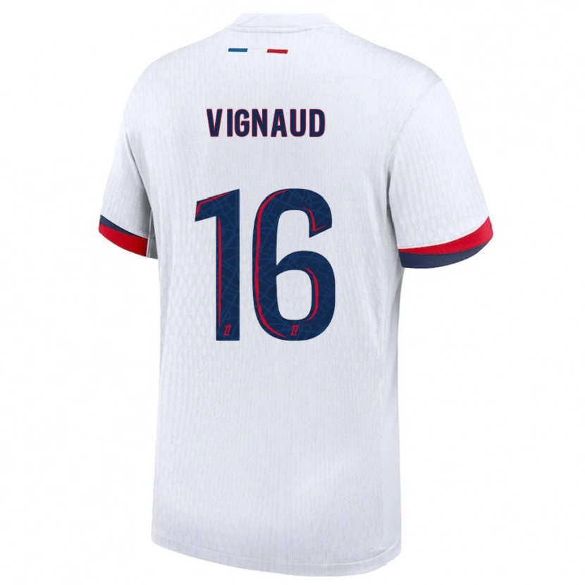 Danxen Enfant Maillot Arthur Vignaud #16 Blanc Rouge Tenues Extérieur 2025/26 T-Shirt