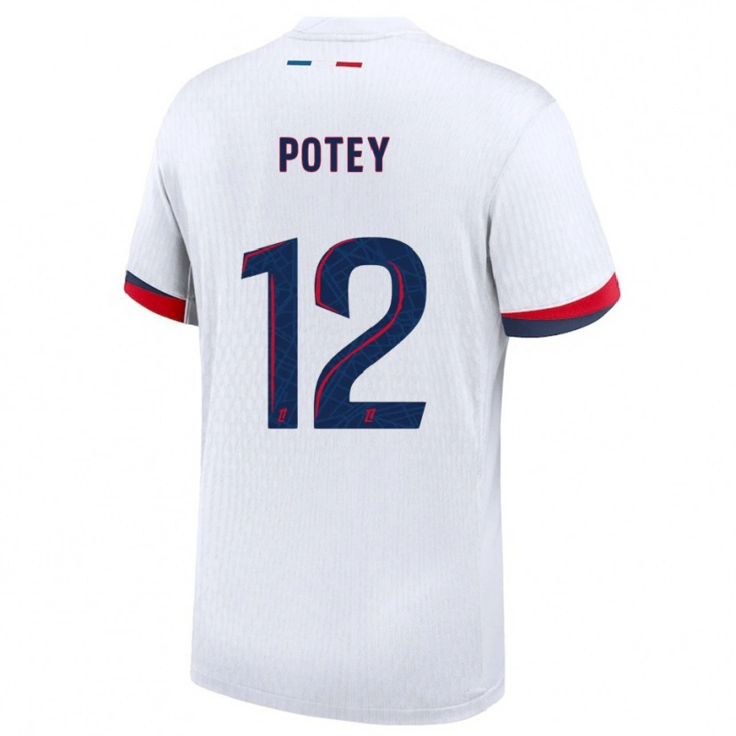 Danxen Enfant Maillot Keahson Potey #12 Blanc Rouge Tenues Extérieur 2025/26 T-Shirt