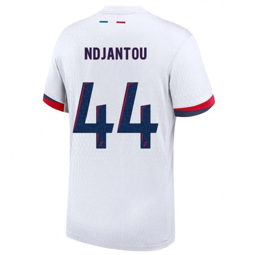 Danxen Enfant Maillot Quentin Ndjantou #44 Blanc Rouge Tenues Extérieur 2025/26 T-Shirt