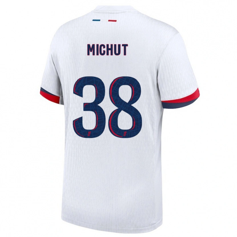 Danxen Enfant Maillot Edouard Michut #38 Blanc Rouge Tenues Extérieur 2025/26 T-Shirt