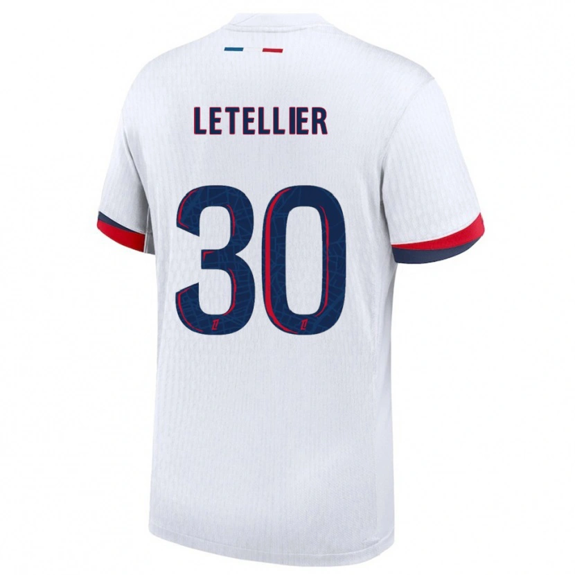 Danxen Enfant Maillot Alexandre Letellier #30 Blanc Rouge Tenues Extérieur 2025/26 T-Shirt
