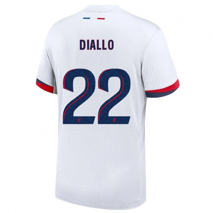 Danxen Enfant Maillot Abdou Diallo #22 Blanc Rouge Tenues Extérieur 2025/26 T-Shirt