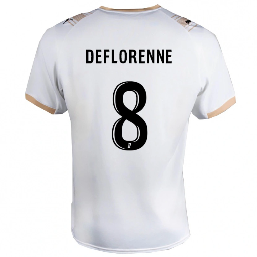 Danxen Enfant Maillot Théo Deflorenne #8 Blanc Noir Tenues Extérieur 2025/26 T-Shirt