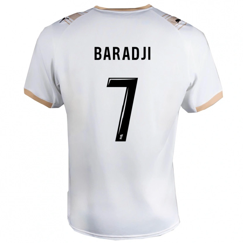 Danxen Enfant Maillot Adama Baradji #7 Blanc Noir Tenues Extérieur 2025/26 T-Shirt