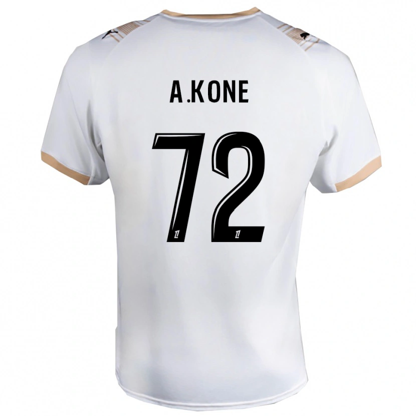 Danxen Enfant Maillot Amadou Koné #72 Blanc Noir Tenues Extérieur 2025/26 T-Shirt