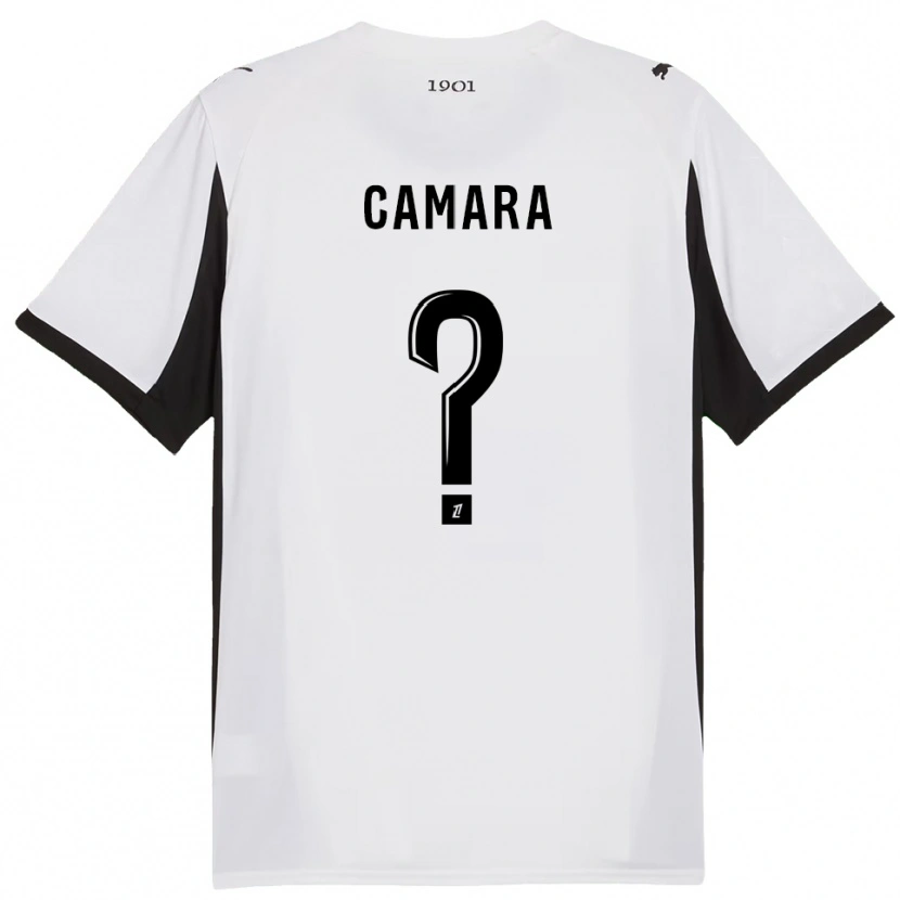 Danxen Enfant Maillot Yaya Camara #0 Blanc Noir Tenues Extérieur 2025/26 T-Shirt